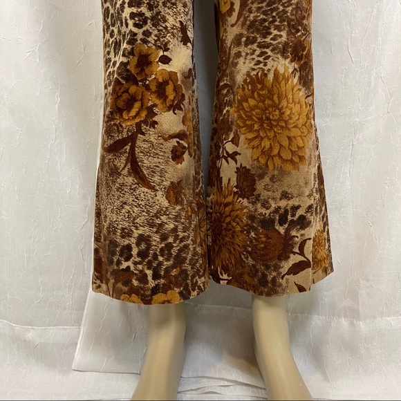 🍂 ✨HOST PICK✨ VTG Velvet Classiques Entier Pants Boot Cut Brown Floral Leopard - Picture 9 of 16